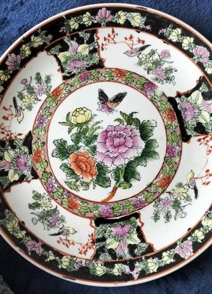 Японская коллекционная тарелка satsuma, ручная роспись