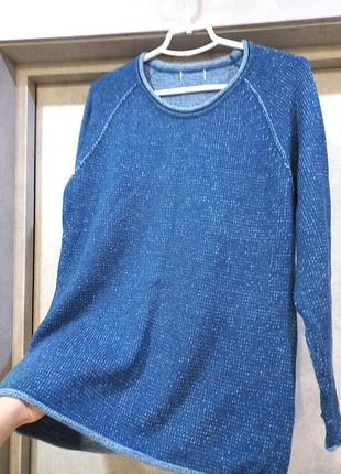Стильный, теплый, легкий, синий, логовичный реглан,кофта