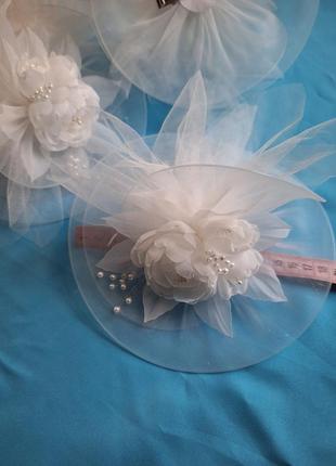 Детские вуалетки.шляпки. праздничные аксессуары на голову. мятного