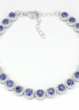 Роскошный серебряный браслет с натуральными сапфирами