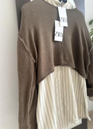 Блуза рубашка рубашка + свитшот кофта свитпер zara3 фото