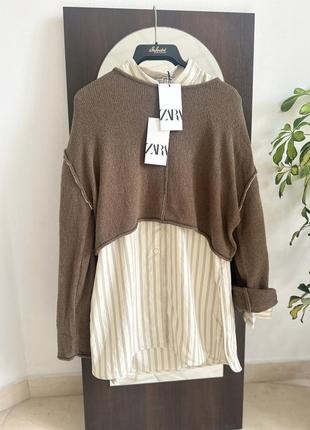 Блуза рубашка рубашка + свитшот кофта свитпер zara