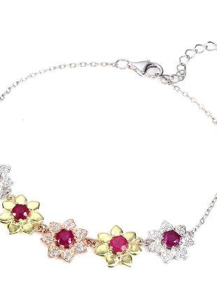 Браслет с натуральными рубинами