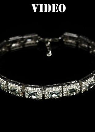 Срібний браслет з натуральними аквамаринами