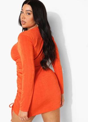 Помаранчева сукня зі зборками на запах, boohoo, розмір xxl2 фото