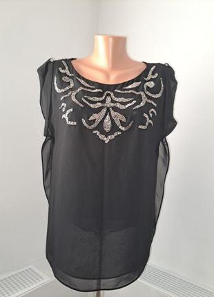 Шифонова блузка вишита бісером l-xl