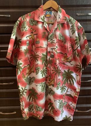 Яркая крутая гавайка гавайская летняя рубашка!