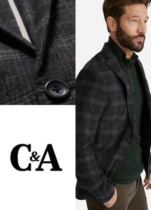 Стильный теплый шерстяной мужской пиджак с карманами c&a slim fit этикетка