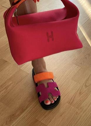 Сумка в стиле hermes оранж розовое молоко