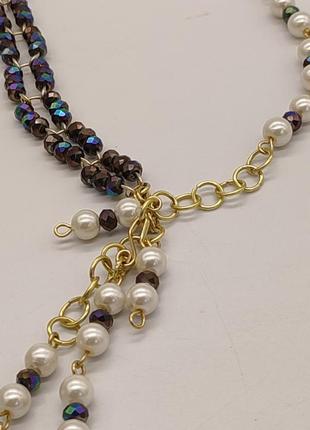Комплект "кабаре" 3 браслети і 2 сережок з кришталевих намистин і штучних перлин8 фото