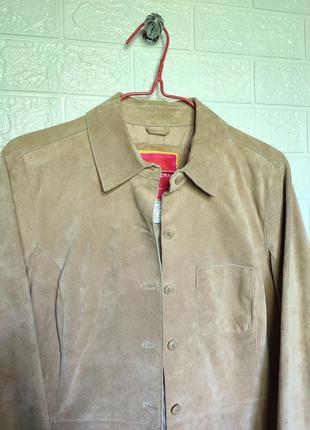 Шкіряна куртка жакет сорочка із замшевої шкіри від isaac mizrahi liz claiborne ☕ розмір м2 фото
