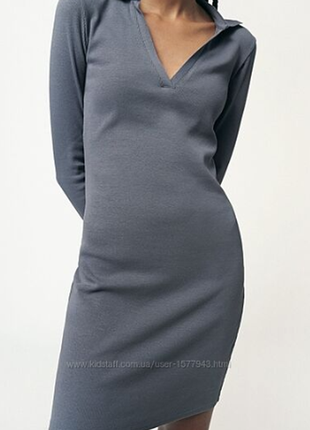 M р трикотажне плаття поло в рубчик zara