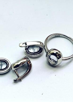 Комплект серьги, кольцо, кулон, подвес серебро5 фото