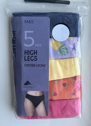 Набор женских трусов 5 штук marks & spencer р-р 16 средняя посадка хлопок5 фото