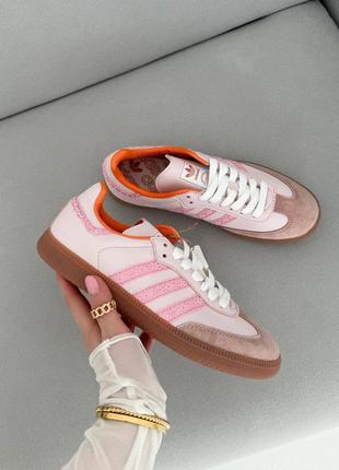 Жіночі кросівки рожеві adidas samba1 фото