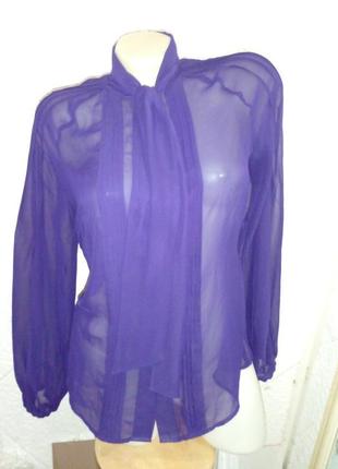 Прозрачная блуза шифон полиэстр длинный рукав бант2 фото