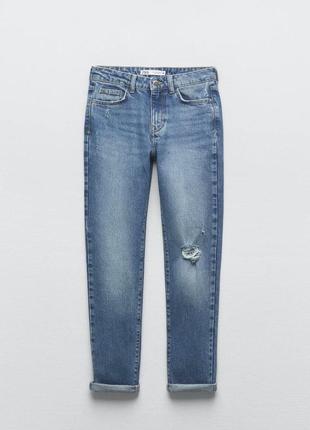 Джинси zara frayed relaxed fit