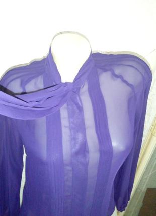 Прозрачная блуза шифон полиэстр длинный рукав бант6 фото