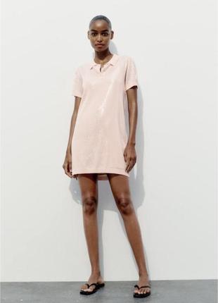 Платье женское розовое поло платье zara new