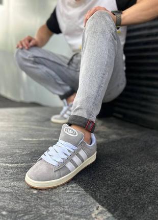 Унисекс кроссовки adidas campus grey white1 фото