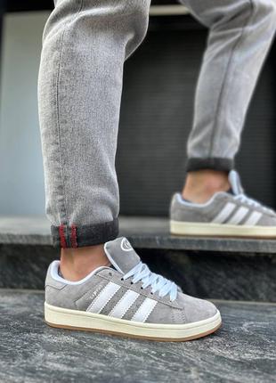 Унисекс кроссовки adidas campus grey white2 фото