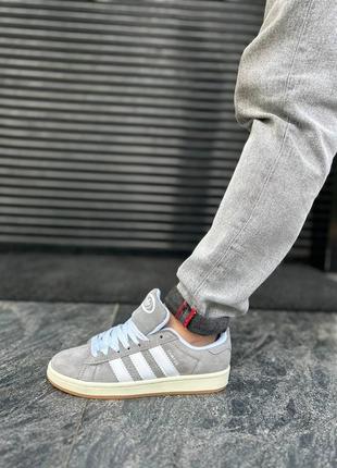 Унисекс кроссовки adidas campus grey white5 фото