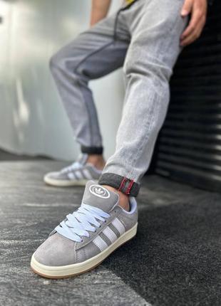 Унисекс кроссовки adidas campus grey white7 фото