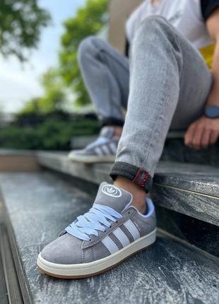 Унисекс кроссовки adidas campus grey white6 фото