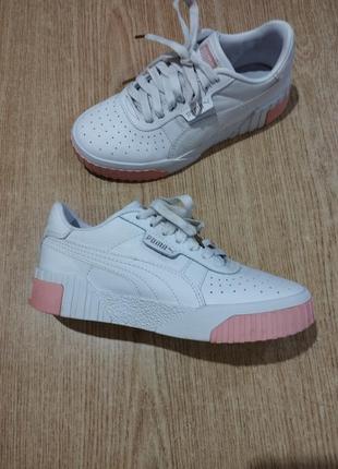 Оригинальные кожаные кроссовки puma белые пума