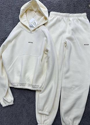 Костюм : свитшот + джоггеры/спортивный костюм/цвет : черный, молоко, серый, свинца