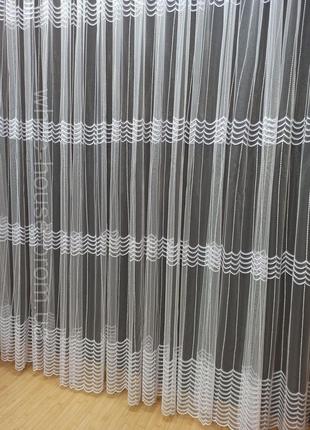 Тюль біла з вишивкою