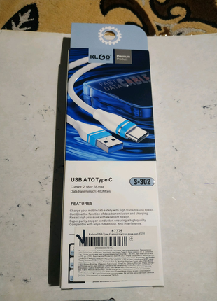 Кабель klgo s-302 type c+usb.новый. 2