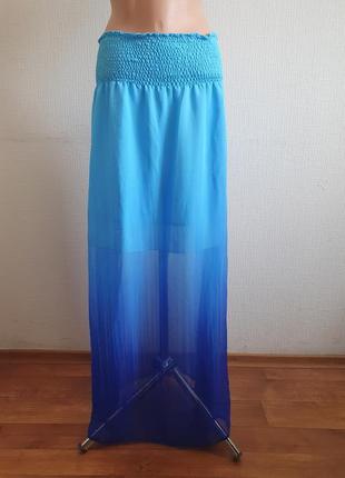 Макси юбка омбре шифоновая