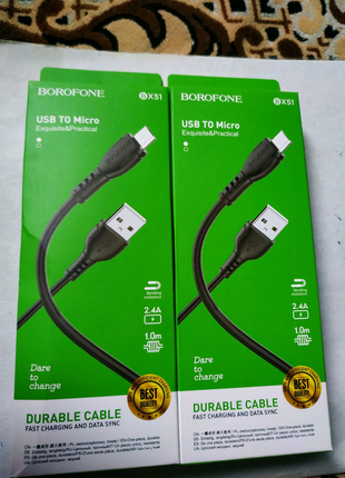 Кабель borofone bx-51 usb-micro usb.новий.