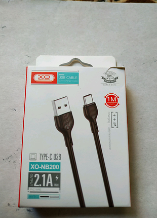Дата кабель хо-nb200 usb-type c 2,1 a 1m. новий.