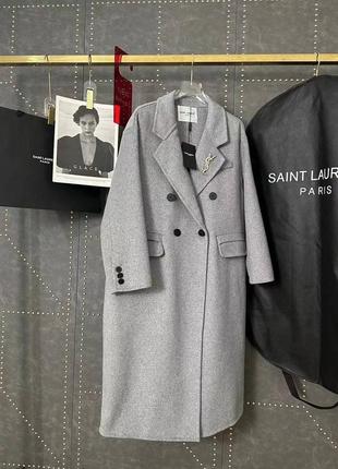 Серое пальто в стиле yves saint laurent