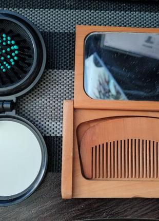 Зеркальце деревянное с расческой ручная работа