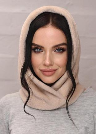 Капюшон з еко хутра альпака