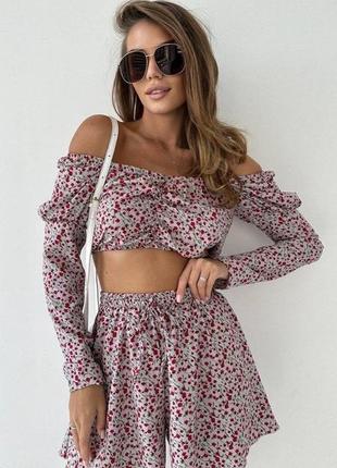 Костюм шорти+кофта костюм топ+шорти