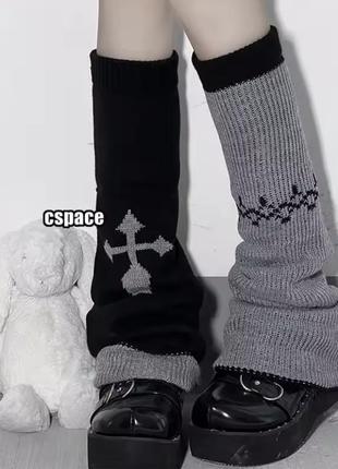 Гетры с крестом и проволокой двусторонни в стиле готика гранж лоза