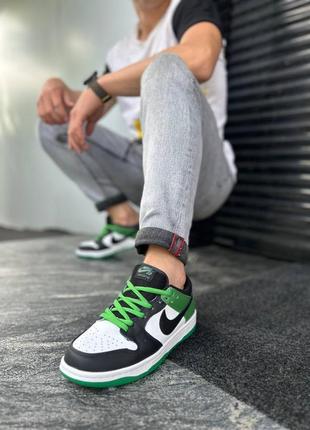 Унисекс кроссовки nike sb dunk low classic green black white2 фото