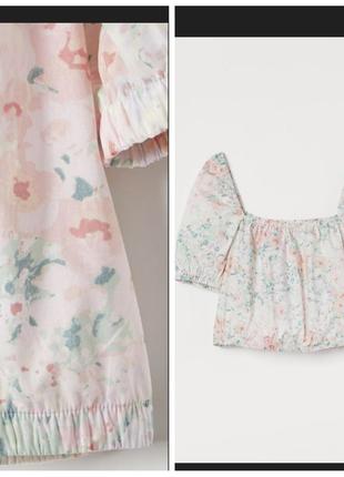 Топ в цветочный принт h&amp;m 100% хлопок