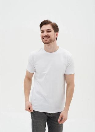 Мужская белая повседневная футболка с коротким рукавом ray premium fit unisex на обхват груди 92см xs