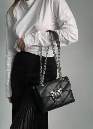 Сумка жіноча в стилі  pinko baby love bag puff maxi quilt black/silver2 фото