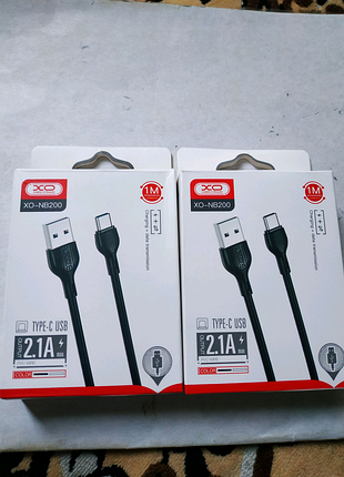 Кабель xo xo-nb200 type c+usb 2,1a 1m. новий.