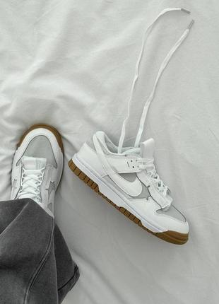 Женские кроссовки белые с серым nike air dunk low jumbo white1 фото