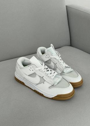 Женские кроссовки белые с серым nike air dunk low jumbo white10 фото