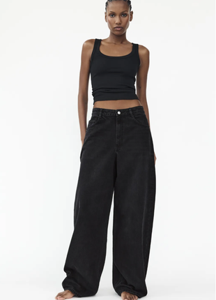 Шикарные широкие черные джинсы oversize zara