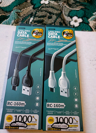 Кабель remax usb + microusb 2,1 a 1m. новий.