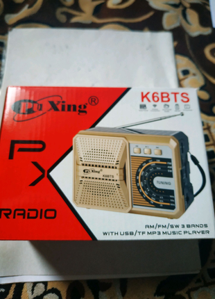 Pадио puxing k6bts fm/usb/microsd/bluetooth.